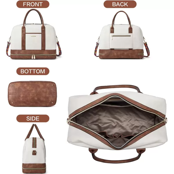BOSTANTEN Weekender Bags for Women Leather Travel Duffel Overnight Bag Large Duffle with Shoe Compartment &amp;Trolley Sleeve