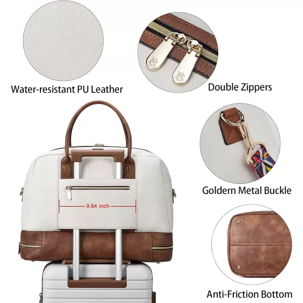 BOSTANTEN Weekender Bags for Women Leather Travel Duffel Overnight Bag Large Duffle with Shoe Compartment &amp;Trolley Sleeve