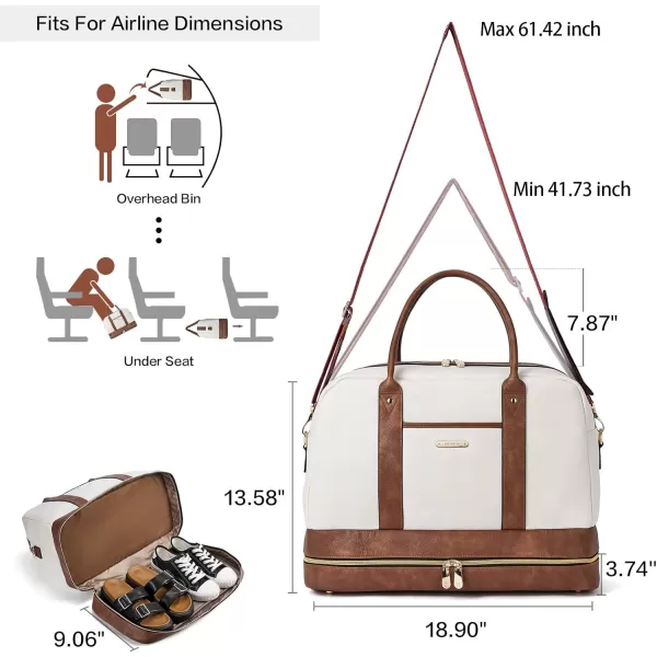 BOSTANTEN Weekender Bags for Women Leather Travel Duffel Overnight Bag Large Duffle with Shoe Compartment &amp;Trolley Sleeve
