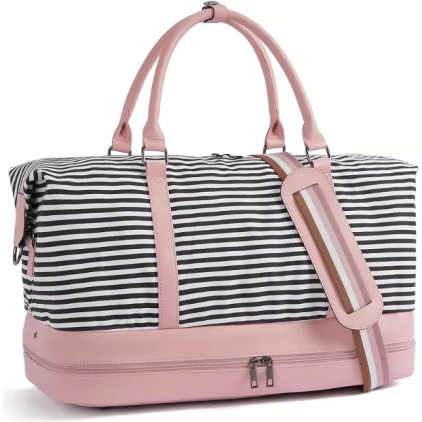 BOSTANTEN Weekender Bags for Women Canvas Carry On Bag Travel Duffle Large Tote Overnight Duffel with Shoe Compartment 3Pcs Set