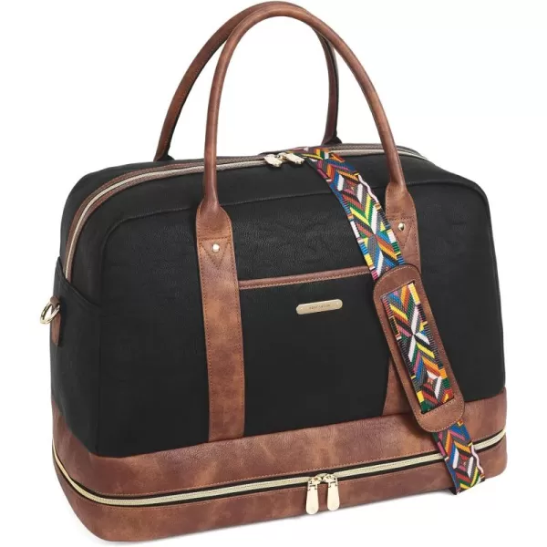 BOSTANTEN Weekender Bags for Women Leather Travel Duffel Overnight Bag Large Duffle with Shoe Compartment &amp;Trolley Sleeve