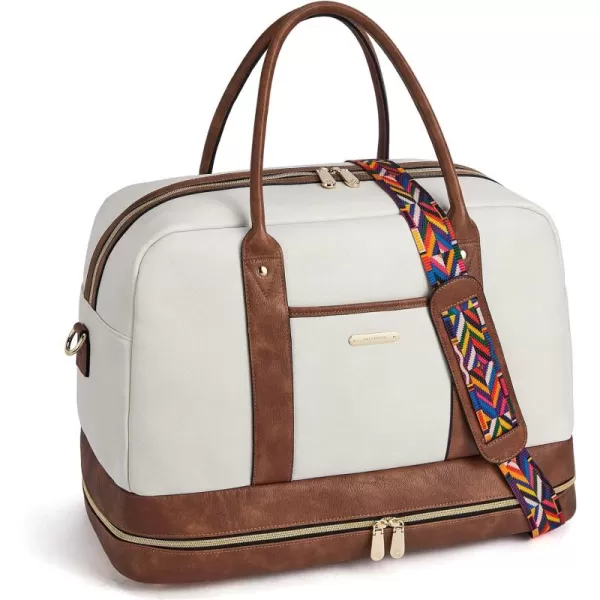 BOSTANTEN Weekender Bags for Women Leather Travel Duffel Overnight Bag Large Duffle with Shoe Compartment &amp;Trolley Sleeve