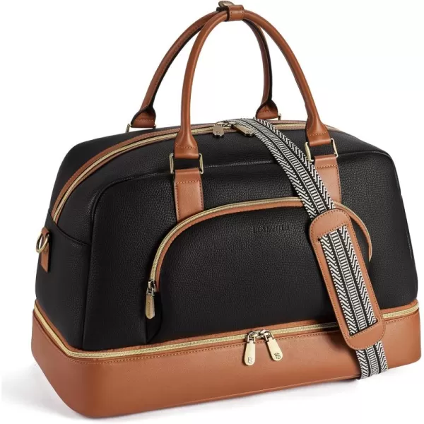 BOSTANTEN Weekender Bags for Women Leather Travel Duffle Bag Carry On Large Tote Duffel with Shoe Compartment and Trolley Sleeve