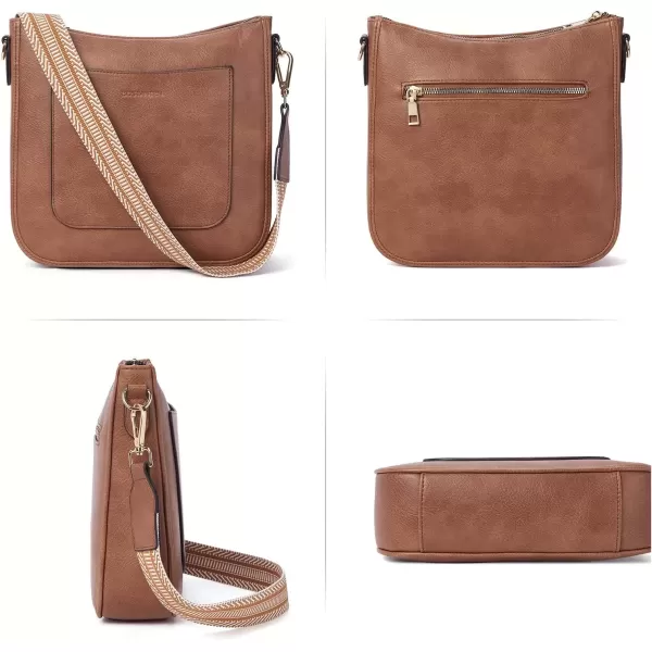 imageBOSTANTEN Crossbody Bags for Women Trendy Vegan Leather Hobo Handbags Fashion Shoulder Purse with Adjustable Guitar StrapA01retro Brown
