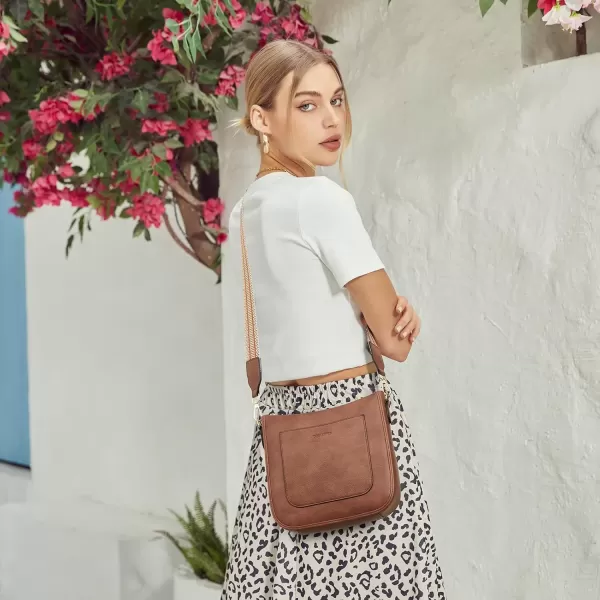 imageBOSTANTEN Crossbody Bags for Women Trendy Vegan Leather Hobo Handbags Fashion Shoulder Purse with Adjustable Guitar StrapA01retro Brown