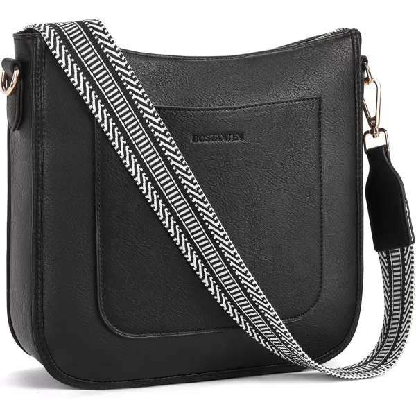 imageBOSTANTEN Crossbody Bags for Women Trendy Vegan Leather Hobo Handbags Fashion Shoulder Purse with Adjustable Guitar StrapA02black