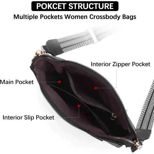 imageBOSTANTEN Crossbody Bags for Women Trendy Vegan Leather Hobo Handbags Fashion Shoulder Purse with Adjustable Guitar StrapA02black