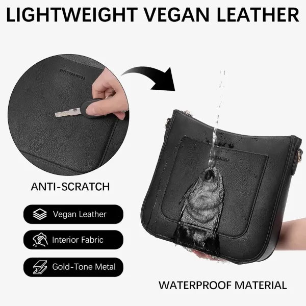 imageBOSTANTEN Crossbody Bags for Women Trendy Vegan Leather Hobo Handbags Fashion Shoulder Purse with Adjustable Guitar StrapA02black