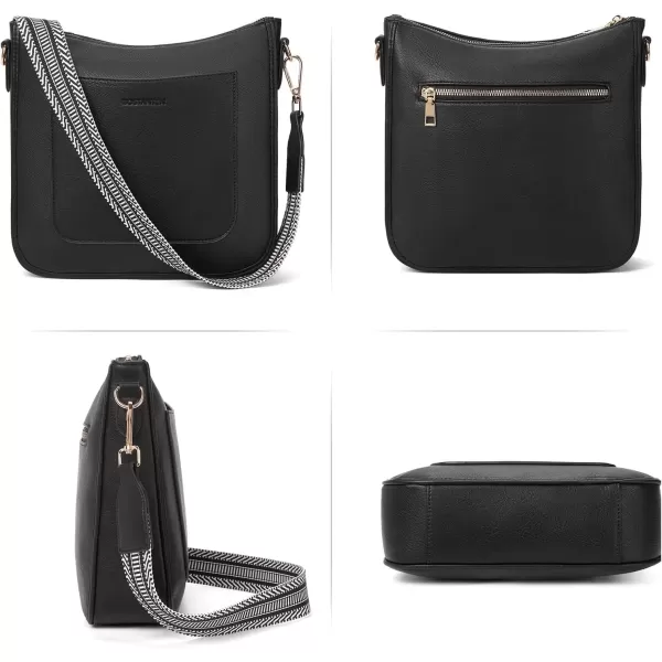 imageBOSTANTEN Crossbody Bags for Women Trendy Vegan Leather Hobo Handbags Fashion Shoulder Purse with Adjustable Guitar StrapA02black