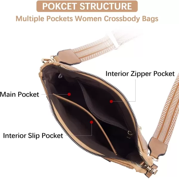 imageBOSTANTEN Crossbody Bags for Women Trendy Vegan Leather Hobo Handbags Fashion Shoulder Purse with Adjustable Guitar StrapA03tan