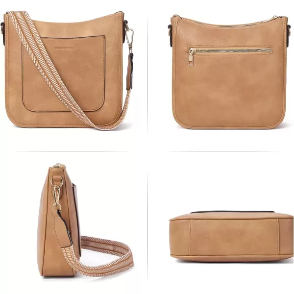 imageBOSTANTEN Crossbody Bags for Women Trendy Vegan Leather Hobo Handbags Fashion Shoulder Purse with Adjustable Guitar StrapA03tan