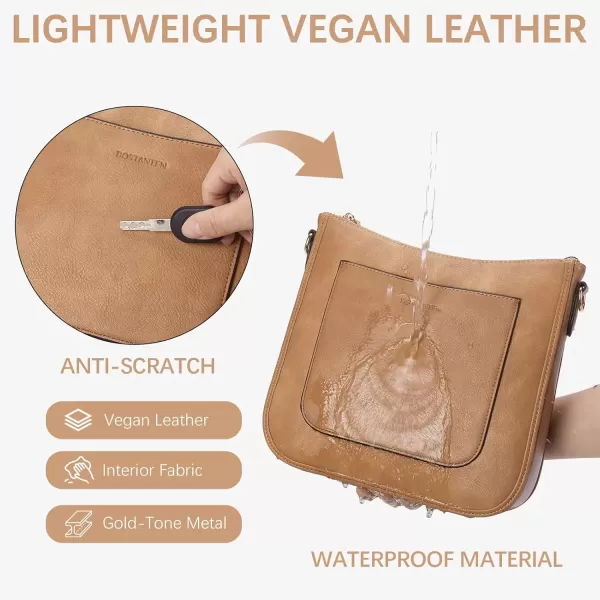 imageBOSTANTEN Crossbody Bags for Women Trendy Vegan Leather Hobo Handbags Fashion Shoulder Purse with Adjustable Guitar StrapA03tan