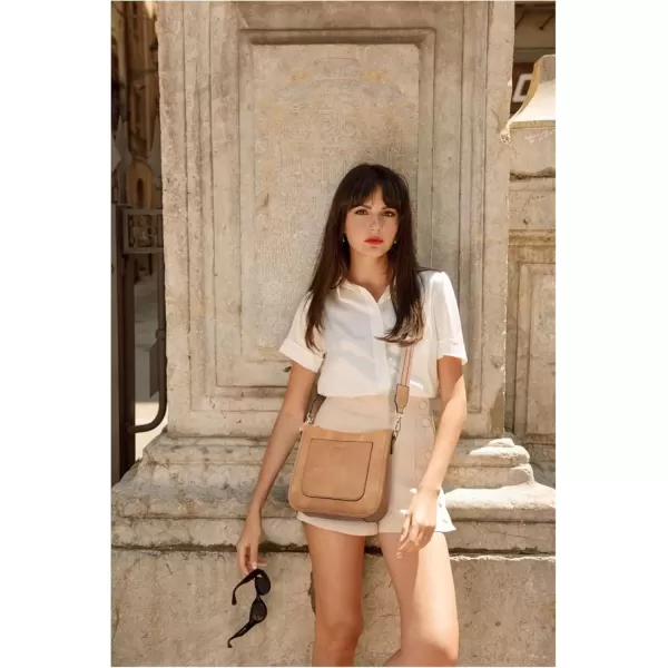 imageBOSTANTEN Crossbody Bags for Women Trendy Vegan Leather Hobo Handbags Fashion Shoulder Purse with Adjustable Guitar StrapA03tan