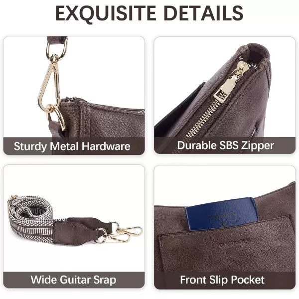 imageBOSTANTEN Crossbody Bags for Women Trendy Vegan Leather Hobo Handbags Fashion Shoulder Purse with Adjustable Guitar StrapA04retro Coffee