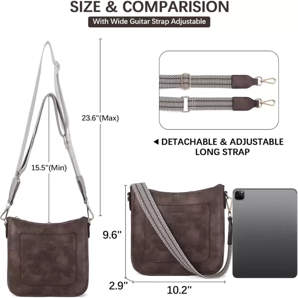 imageBOSTANTEN Crossbody Bags for Women Trendy Vegan Leather Hobo Handbags Fashion Shoulder Purse with Adjustable Guitar StrapA04retro Coffee