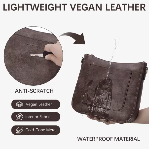 imageBOSTANTEN Crossbody Bags for Women Trendy Vegan Leather Hobo Handbags Fashion Shoulder Purse with Adjustable Guitar StrapA04retro Coffee