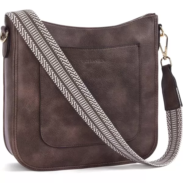 imageBOSTANTEN Crossbody Bags for Women Trendy Vegan Leather Hobo Handbags Fashion Shoulder Purse with Adjustable Guitar StrapA04retro Coffee