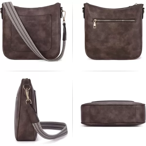 imageBOSTANTEN Crossbody Bags for Women Trendy Vegan Leather Hobo Handbags Fashion Shoulder Purse with Adjustable Guitar StrapA04retro Coffee