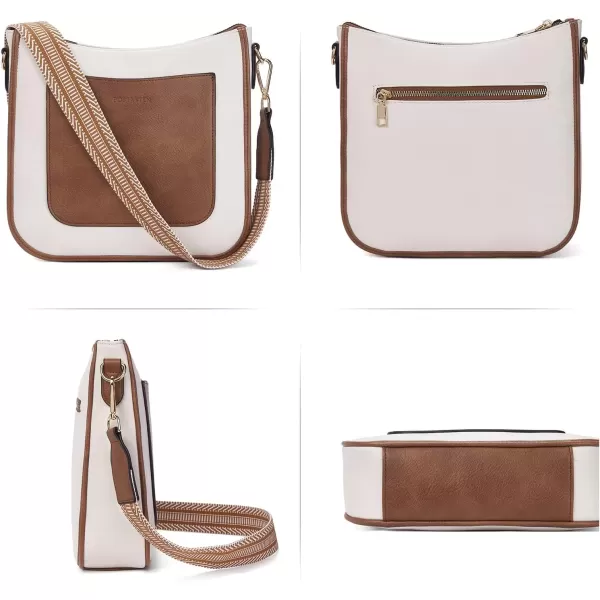 imageBOSTANTEN Crossbody Bags for Women Trendy Vegan Leather Hobo Handbags Fashion Shoulder Purse with Adjustable Guitar StrapA05brown With Beige