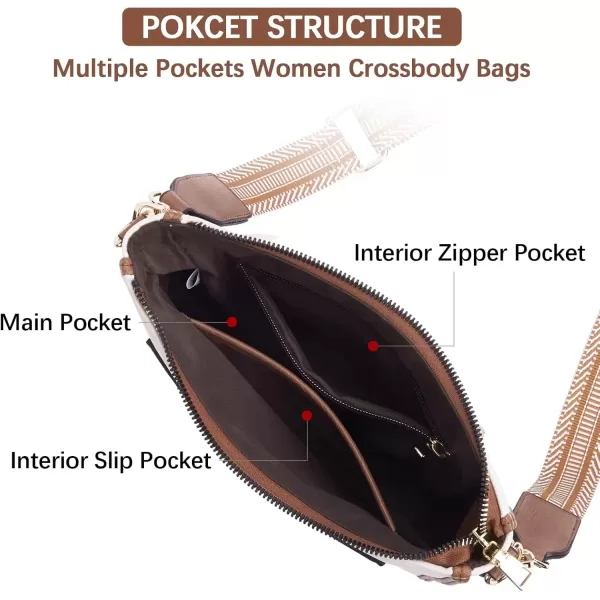 imageBOSTANTEN Crossbody Bags for Women Trendy Vegan Leather Hobo Handbags Fashion Shoulder Purse with Adjustable Guitar StrapA05brown With Beige