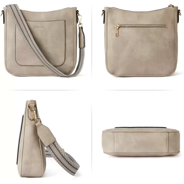 imageBOSTANTEN Crossbody Bags for Women Trendy Vegan Leather Hobo Handbags Fashion Shoulder Purse with Adjustable Guitar StrapA06grey