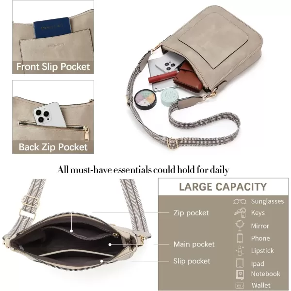 imageBOSTANTEN Crossbody Bags for Women Trendy Vegan Leather Hobo Handbags Fashion Shoulder Purse with Adjustable Guitar StrapA06grey