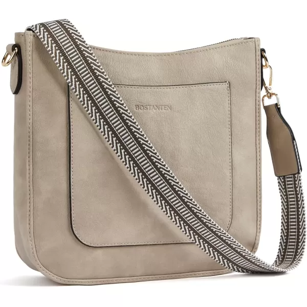 imageBOSTANTEN Crossbody Bags for Women Trendy Vegan Leather Hobo Handbags Fashion Shoulder Purse with Adjustable Guitar StrapA06grey