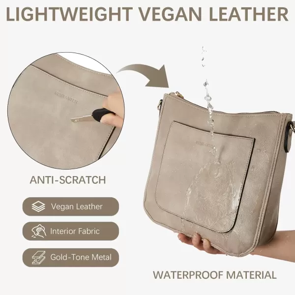 imageBOSTANTEN Crossbody Bags for Women Trendy Vegan Leather Hobo Handbags Fashion Shoulder Purse with Adjustable Guitar StrapA06grey