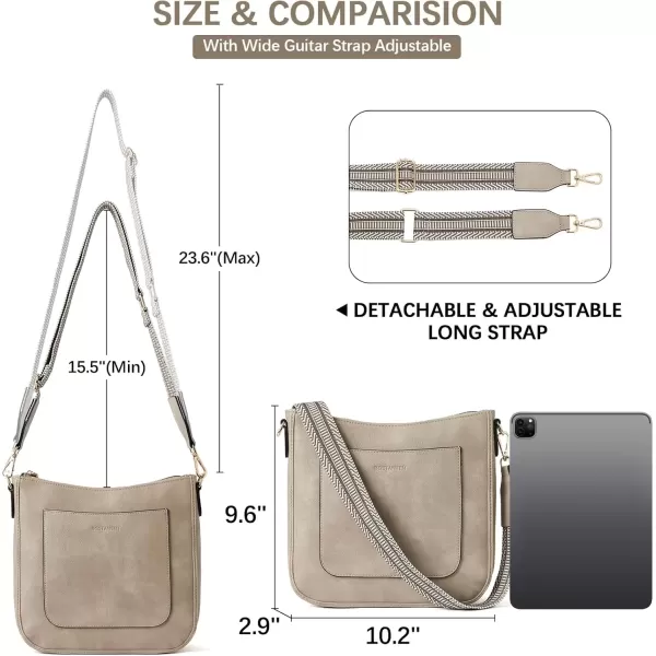 imageBOSTANTEN Crossbody Bags for Women Trendy Vegan Leather Hobo Handbags Fashion Shoulder Purse with Adjustable Guitar StrapA06grey