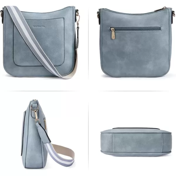 imageBOSTANTEN Crossbody Bags for Women Trendy Vegan Leather Hobo Handbags Fashion Shoulder Purse with Adjustable Guitar StrapA10denim Blue