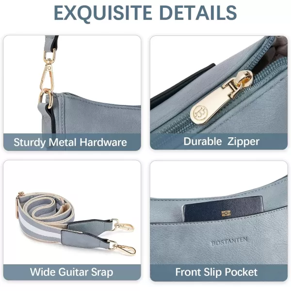 imageBOSTANTEN Crossbody Bags for Women Trendy Vegan Leather Hobo Handbags Fashion Shoulder Purse with Adjustable Guitar StrapA10denim Blue