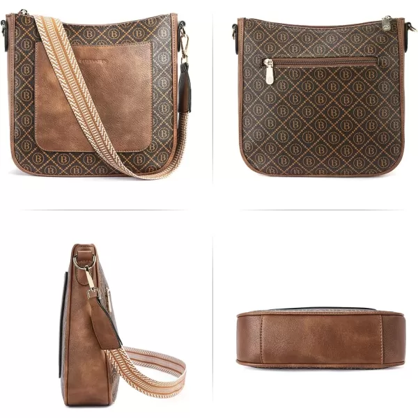 imageBOSTANTEN Crossbody Bags for Women Trendy Vegan Leather Hobo Handbags Fashion Shoulder Purse with Adjustable Guitar StrapA12deep Brown