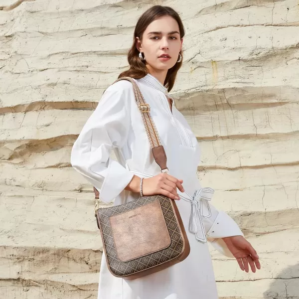 imageBOSTANTEN Crossbody Bags for Women Trendy Vegan Leather Hobo Handbags Fashion Shoulder Purse with Adjustable Guitar StrapA12deep Brown