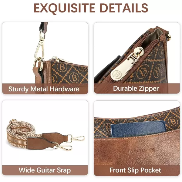 imageBOSTANTEN Crossbody Bags for Women Trendy Vegan Leather Hobo Handbags Fashion Shoulder Purse with Adjustable Guitar StrapA12deep Brown