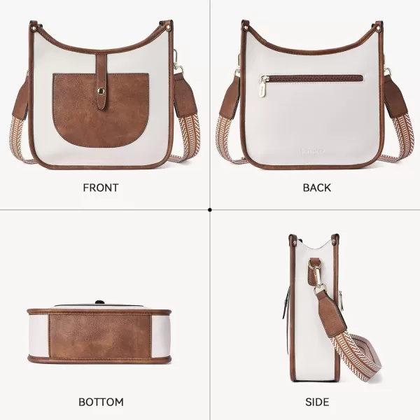 imageBOSTANTEN Crossbody Bags for Women Trendy Vegan Leather Hobo Handbags Fashion Shoulder Purse with Adjustable Guitar StrapB01beige With Brown