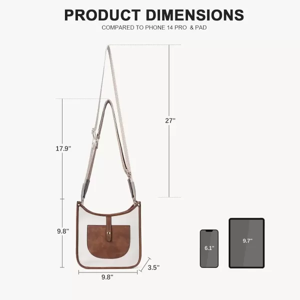imageBOSTANTEN Crossbody Bags for Women Trendy Vegan Leather Hobo Handbags Fashion Shoulder Purse with Adjustable Guitar StrapB01beige With Brown