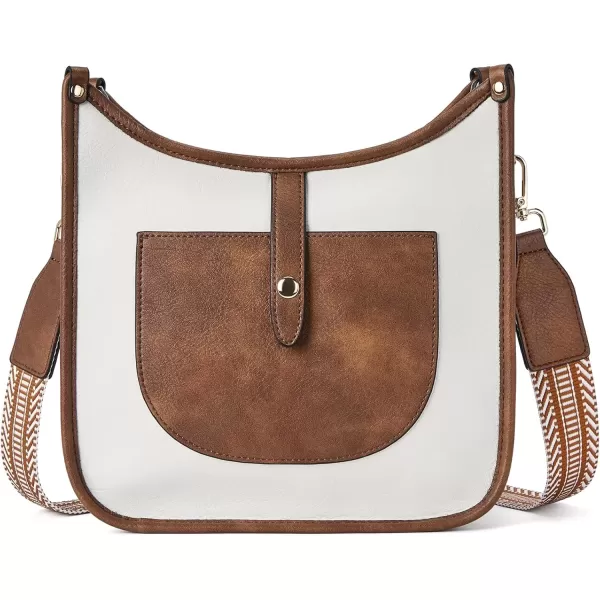 imageBOSTANTEN Crossbody Bags for Women Trendy Vegan Leather Hobo Handbags Fashion Shoulder Purse with Adjustable Guitar StrapB01beige With Brown