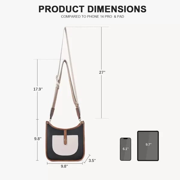 imageBOSTANTEN Crossbody Bags for Women Trendy Vegan Leather Hobo Handbags Fashion Shoulder Purse with Adjustable Guitar StrapB03beige With Black With Brown