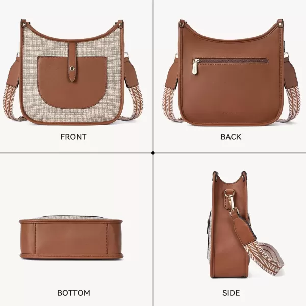 imageBOSTANTEN Crossbody Bags for Women Trendy Vegan Leather Hobo Handbags Fashion Shoulder Purse with Adjustable Guitar StrapB04brown