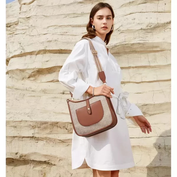 imageBOSTANTEN Crossbody Bags for Women Trendy Vegan Leather Hobo Handbags Fashion Shoulder Purse with Adjustable Guitar StrapB04brown