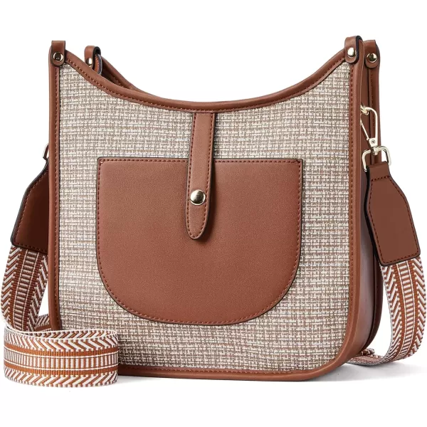 imageBOSTANTEN Crossbody Bags for Women Trendy Vegan Leather Hobo Handbags Fashion Shoulder Purse with Adjustable Guitar StrapB04brown