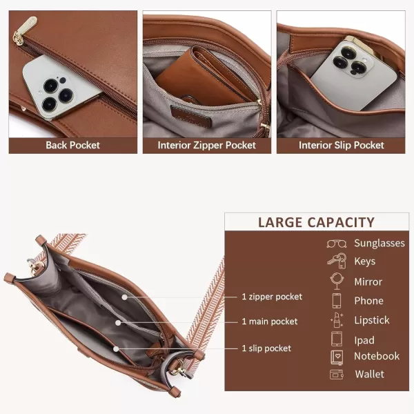 imageBOSTANTEN Crossbody Bags for Women Trendy Vegan Leather Hobo Handbags Fashion Shoulder Purse with Adjustable Guitar StrapB04brown