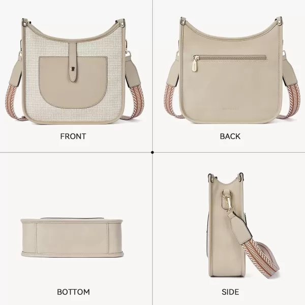 imageBOSTANTEN Crossbody Bags for Women Trendy Vegan Leather Hobo Handbags Fashion Shoulder Purse with Adjustable Guitar StrapB05khaki