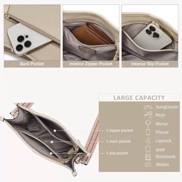 imageBOSTANTEN Crossbody Bags for Women Trendy Vegan Leather Hobo Handbags Fashion Shoulder Purse with Adjustable Guitar StrapB05khaki