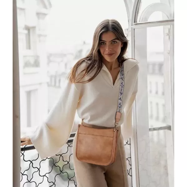 imageBOSTANTEN Crossbody Bags for Women Trendy Vegan Leather Hobo Handbags Fashion Shoulder Purse with Adjustable Guitar StrapD01camel Brown