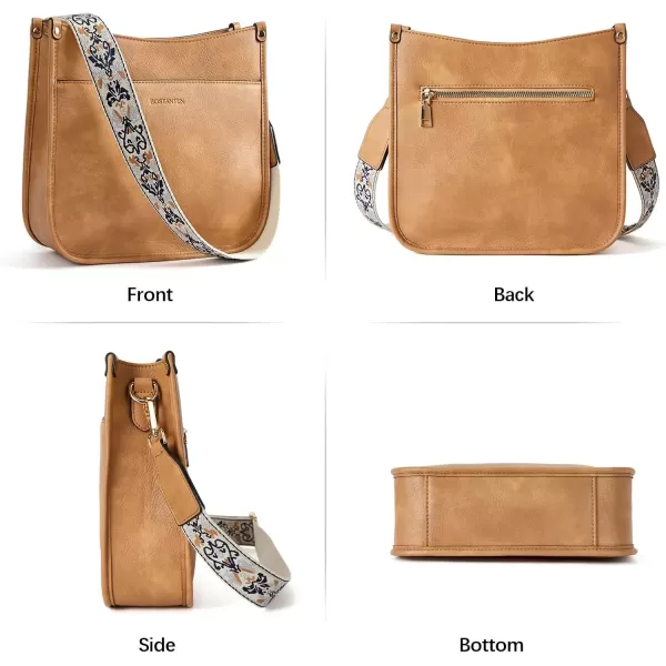 imageBOSTANTEN Crossbody Bags for Women Trendy Vegan Leather Hobo Handbags Fashion Shoulder Purse with Adjustable Guitar StrapD01camel Brown