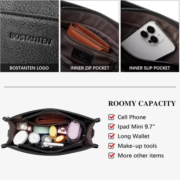 imageBOSTANTEN Crossbody Bags for Women Trendy Vegan Leather Hobo Handbags Fashion Shoulder Purse with Adjustable Guitar StrapD02black