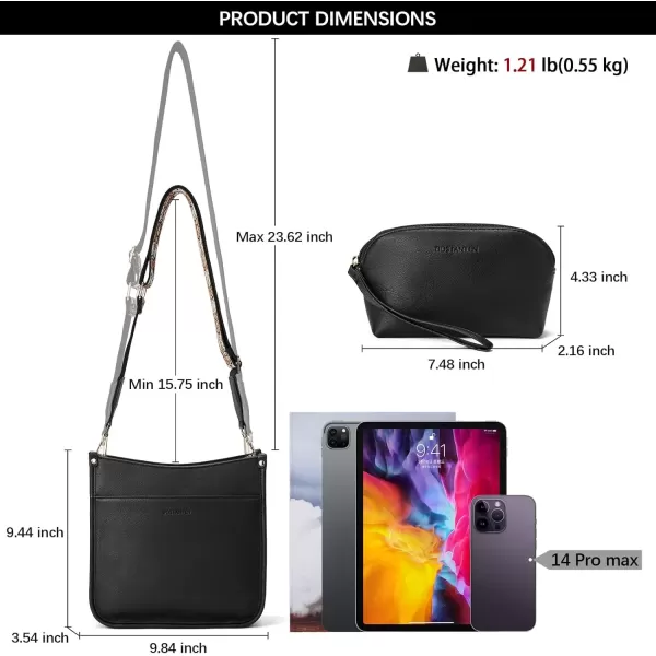 imageBOSTANTEN Crossbody Bags for Women Trendy Vegan Leather Hobo Handbags Fashion Shoulder Purse with Adjustable Guitar StrapD02black