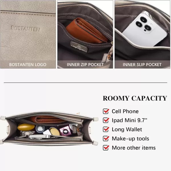 imageBOSTANTEN Crossbody Bags for Women Trendy Vegan Leather Hobo Handbags Fashion Shoulder Purse with Adjustable Guitar StrapD05grey
