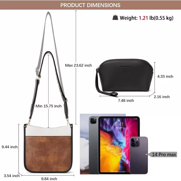 imageBOSTANTEN Crossbody Bags for Women Trendy Vegan Leather Hobo Handbags Fashion Shoulder Purse with Adjustable Guitar StrapD07black White and Brown